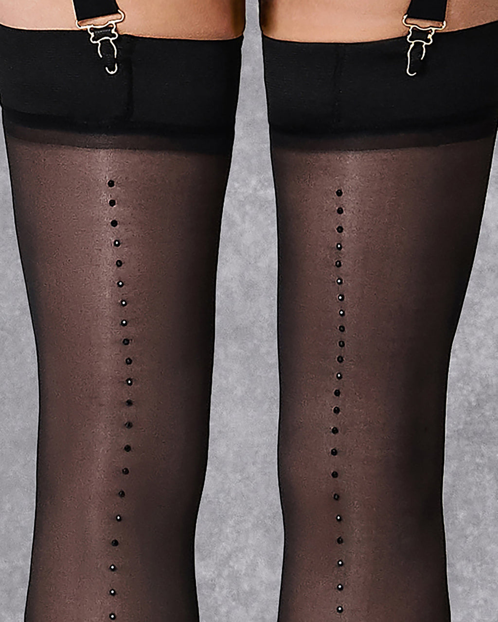 Bas Couture Strass à Jarretière Simple Noir