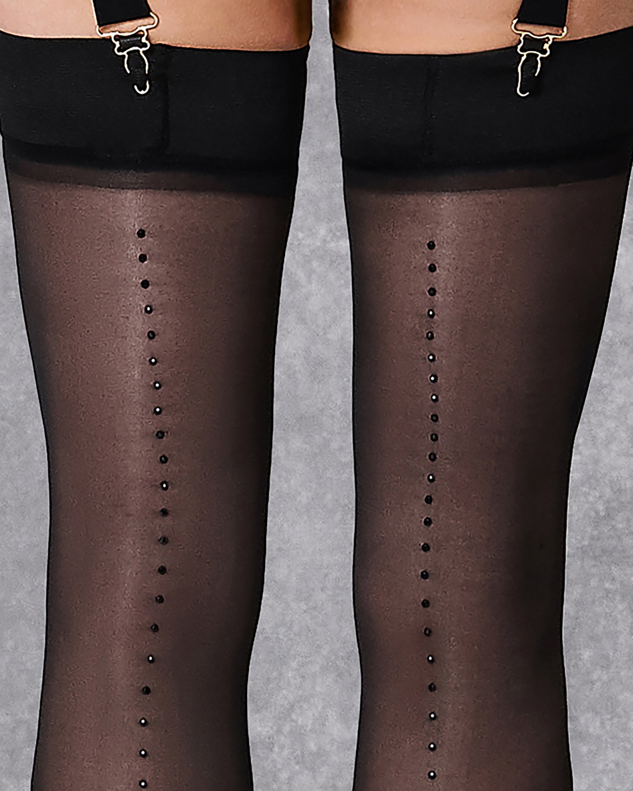 Bas Couture Strass à Jarretière Simple Noir