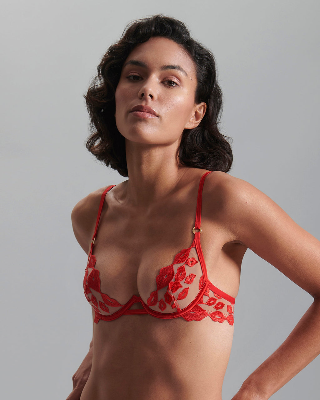 Soutien-gorge avec armatures Marian Rouge/Transparent