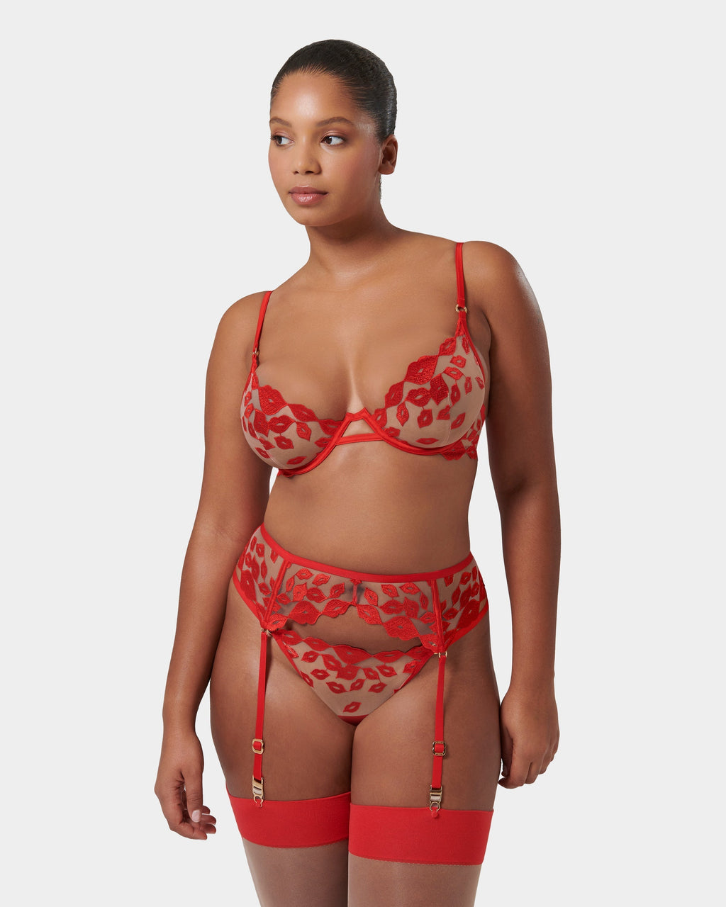 Porte-jarretelles Marian Rouge/Transparent
