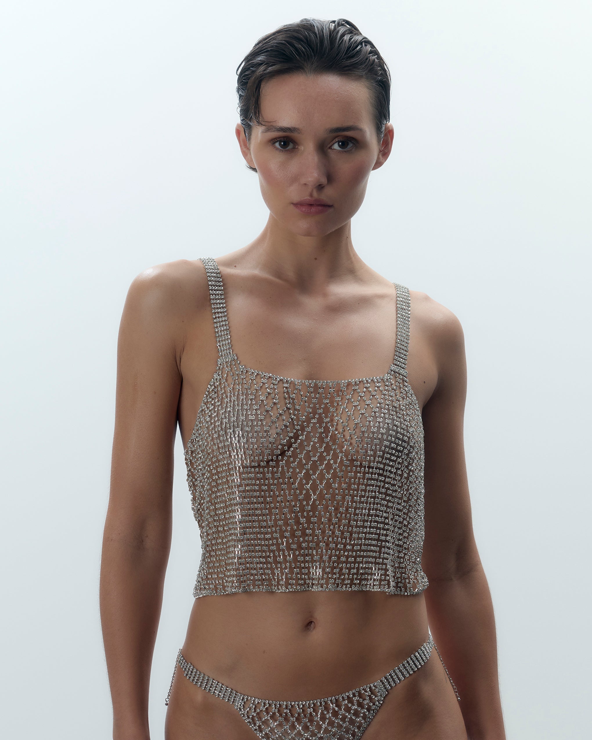 Elsa Haut En Strass Argenté