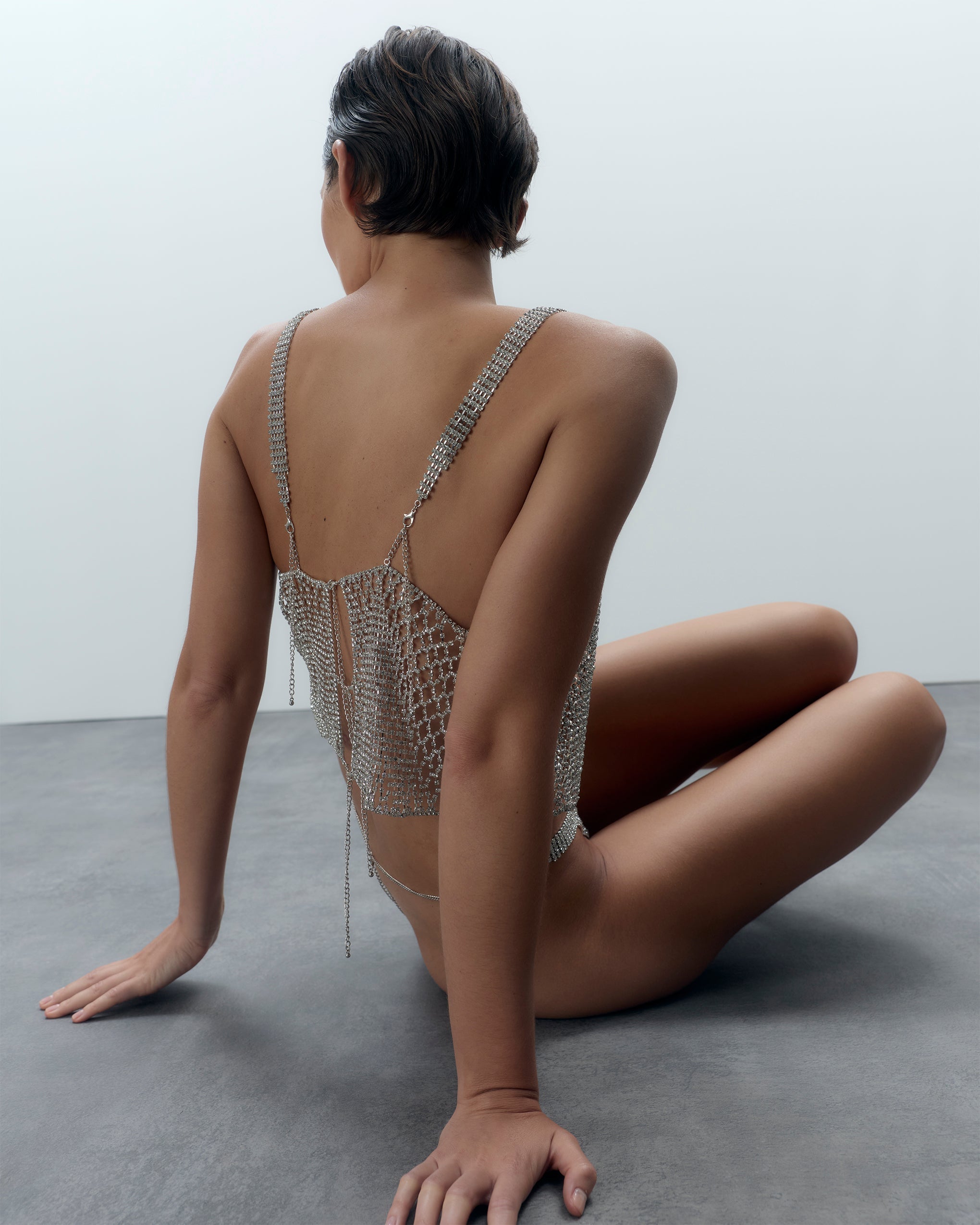 Elsa Haut En Strass Argenté