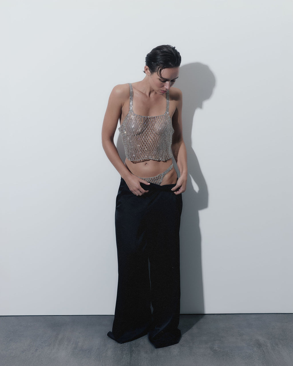 Elsa Haut En Strass Argenté