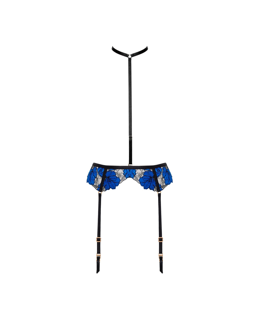 Porte-jarretelles Harnais Sorento (avec collier détachable) Noir/Bleu Égyptien