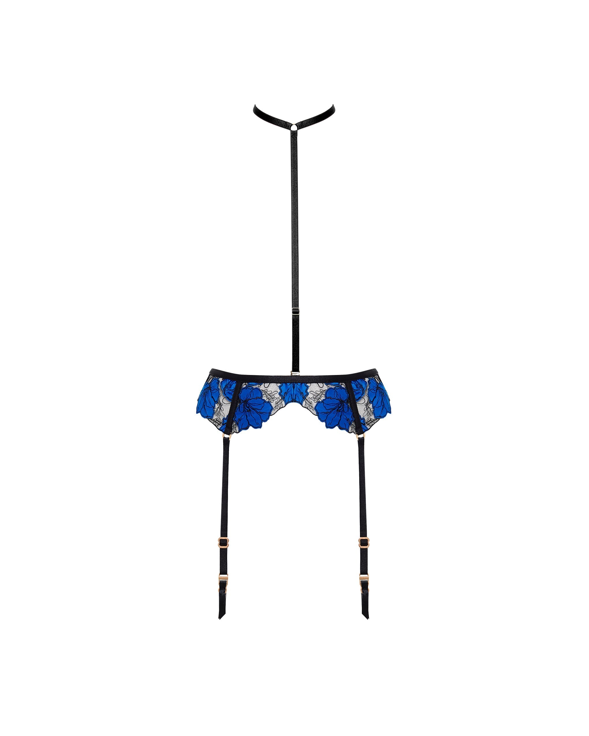Porte-jarretelles Harnais Sorento (avec collier détachable) Noir/Bleu Égyptien