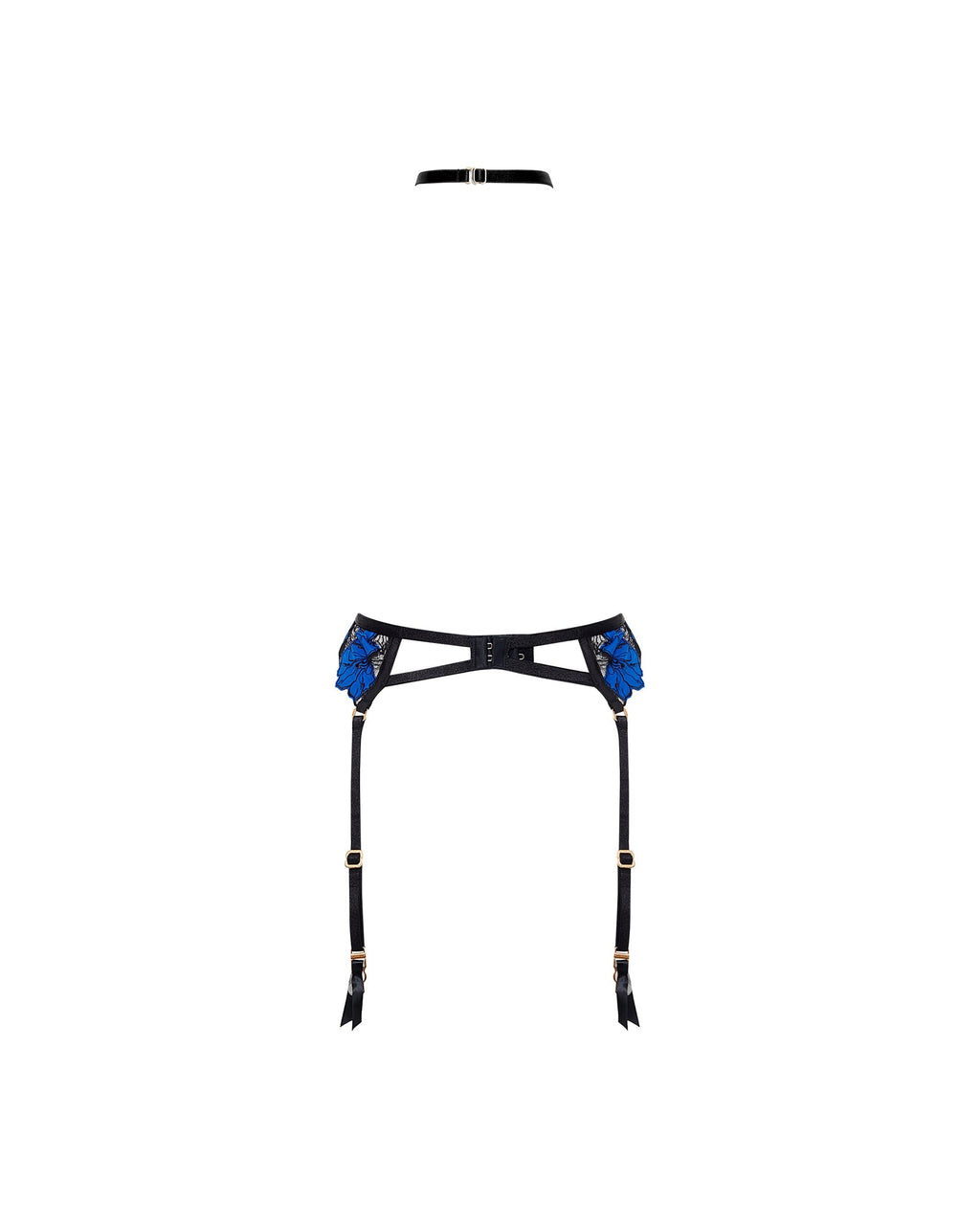 Porte-jarretelles Harnais Sorento (avec collier détachable) Noir/Bleu Égyptien