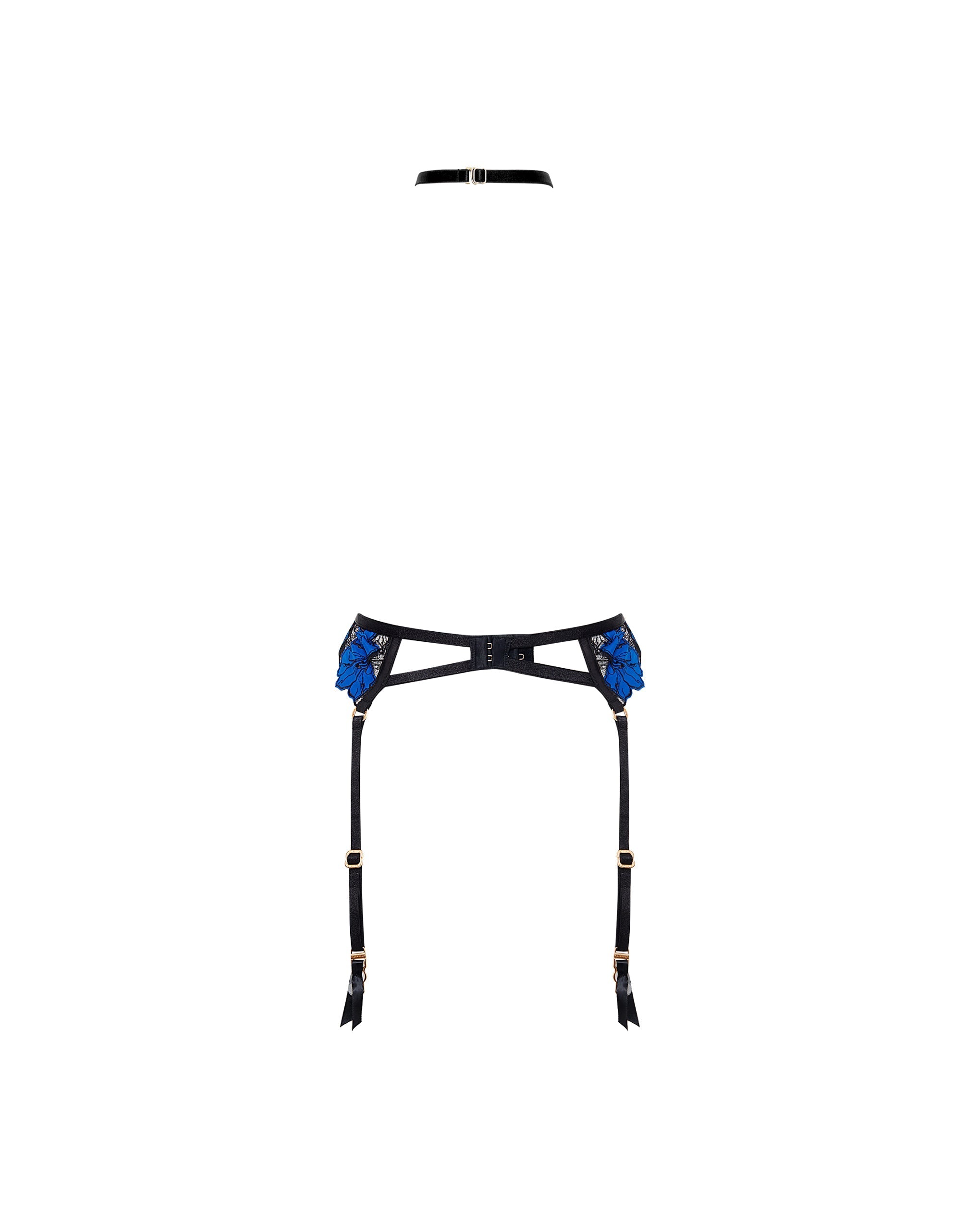 Porte-jarretelles Harnais Sorento (avec collier détachable) Noir/Bleu Égyptien