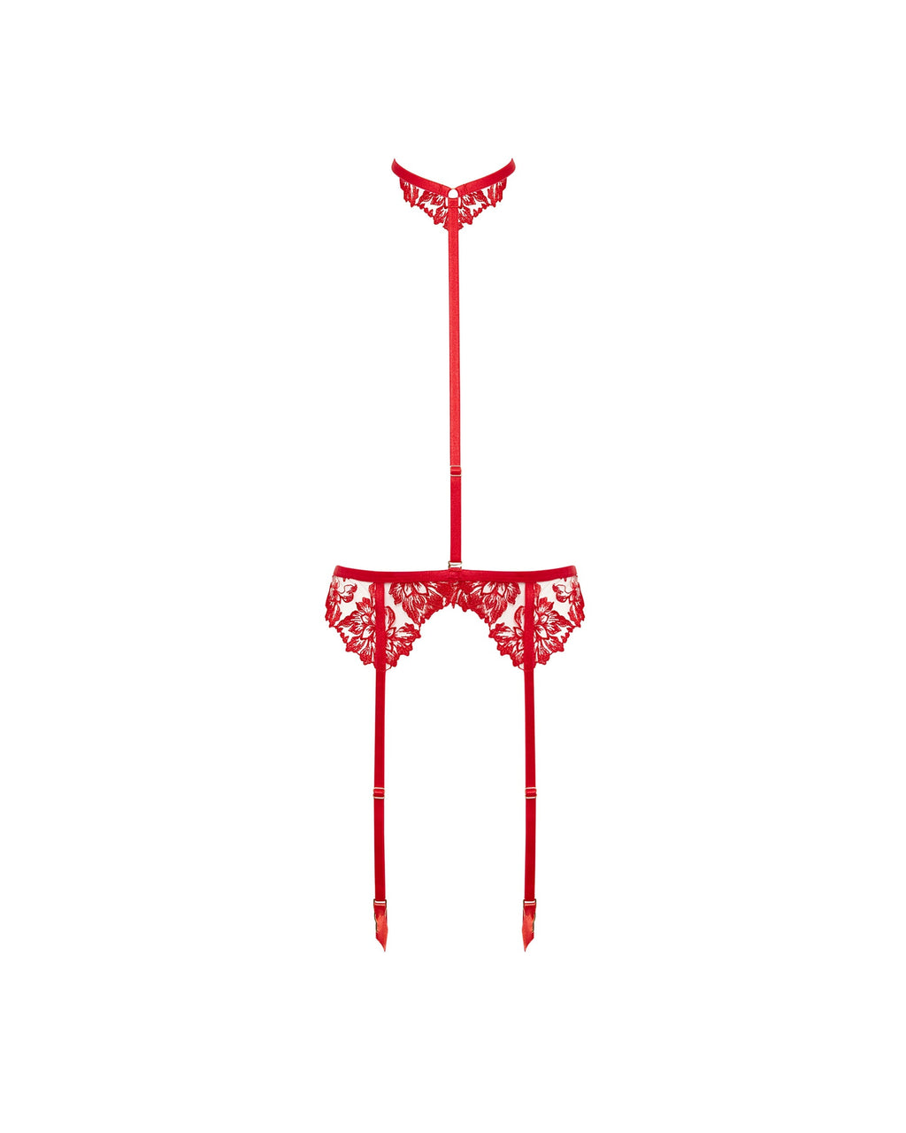 Harnais Samara (avec collier détachable) Rouge/Transparent