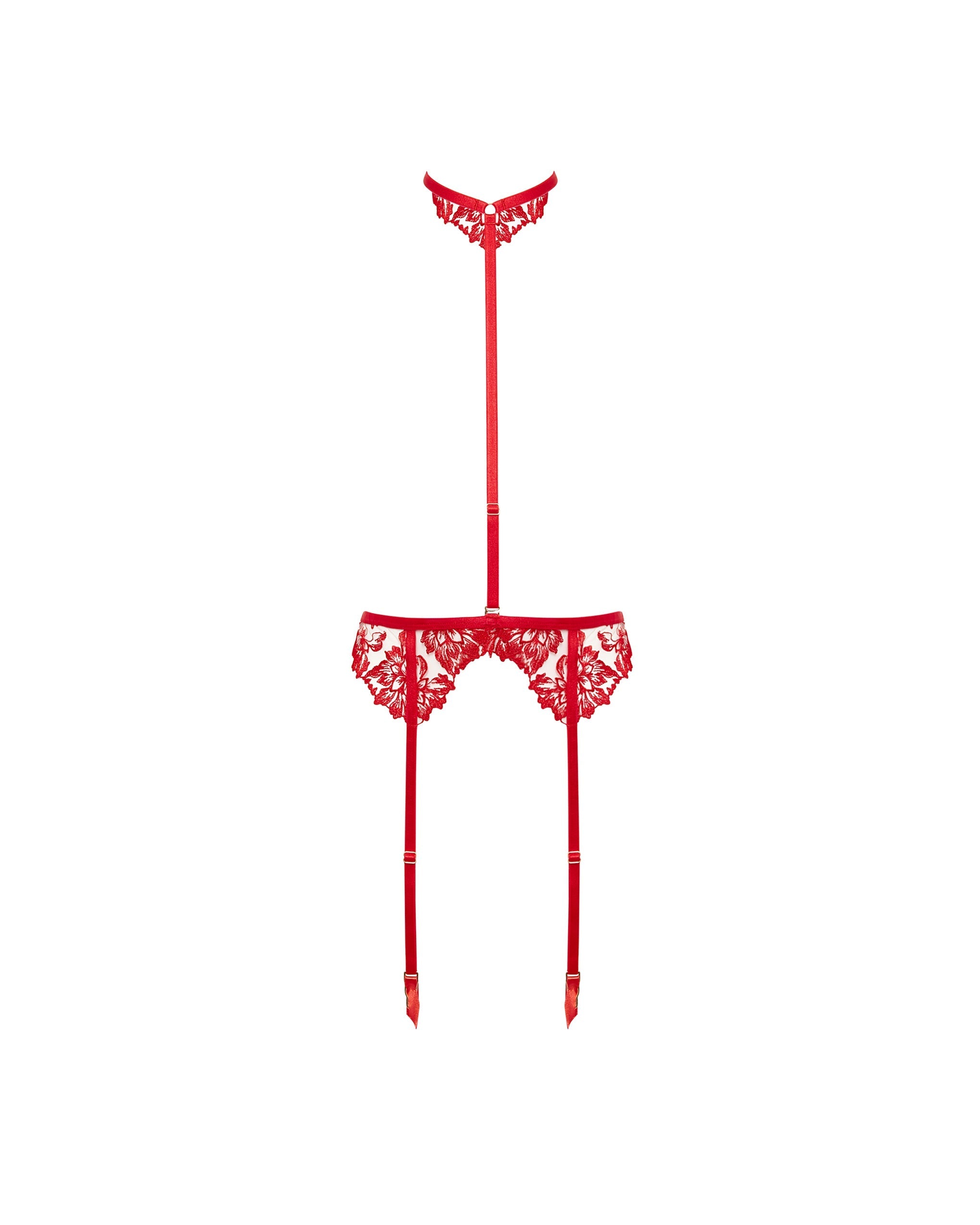 Harnais Samara (avec collier détachable) Rouge/Transparent