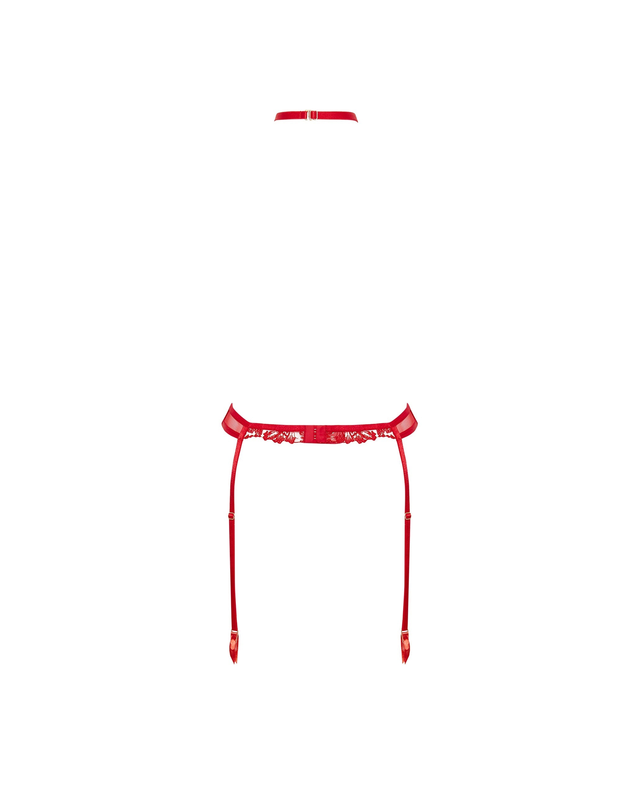Harnais Samara (avec collier détachable) Rouge/Transparent