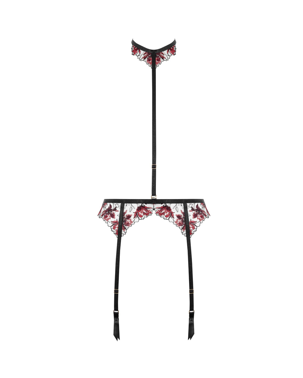 Porte-jarretelles Calista Noir/Cerise