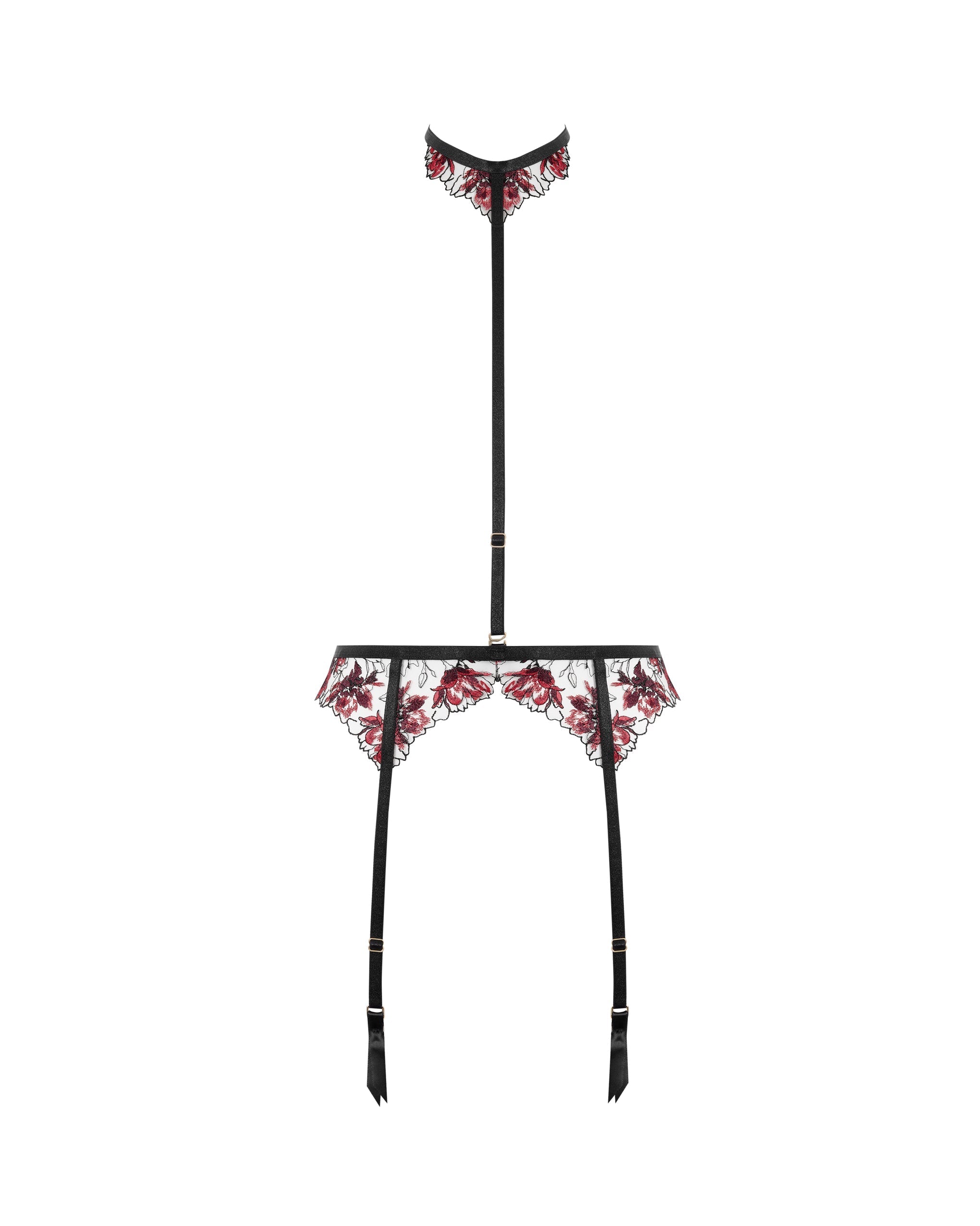 Porte-jarretelles Calista Noir/Cerise