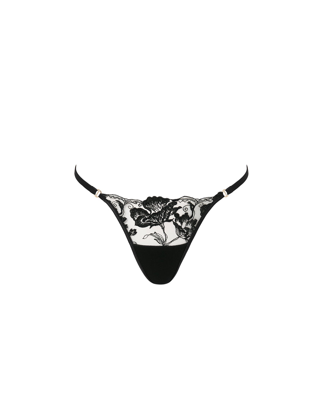 String Morelle Brodé Transparent Noir
