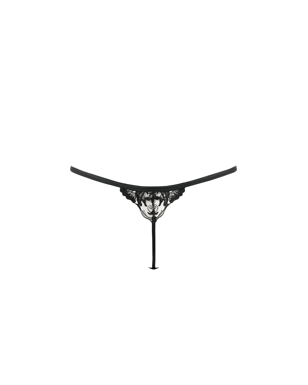 String Morelle Brodé Transparent Noir