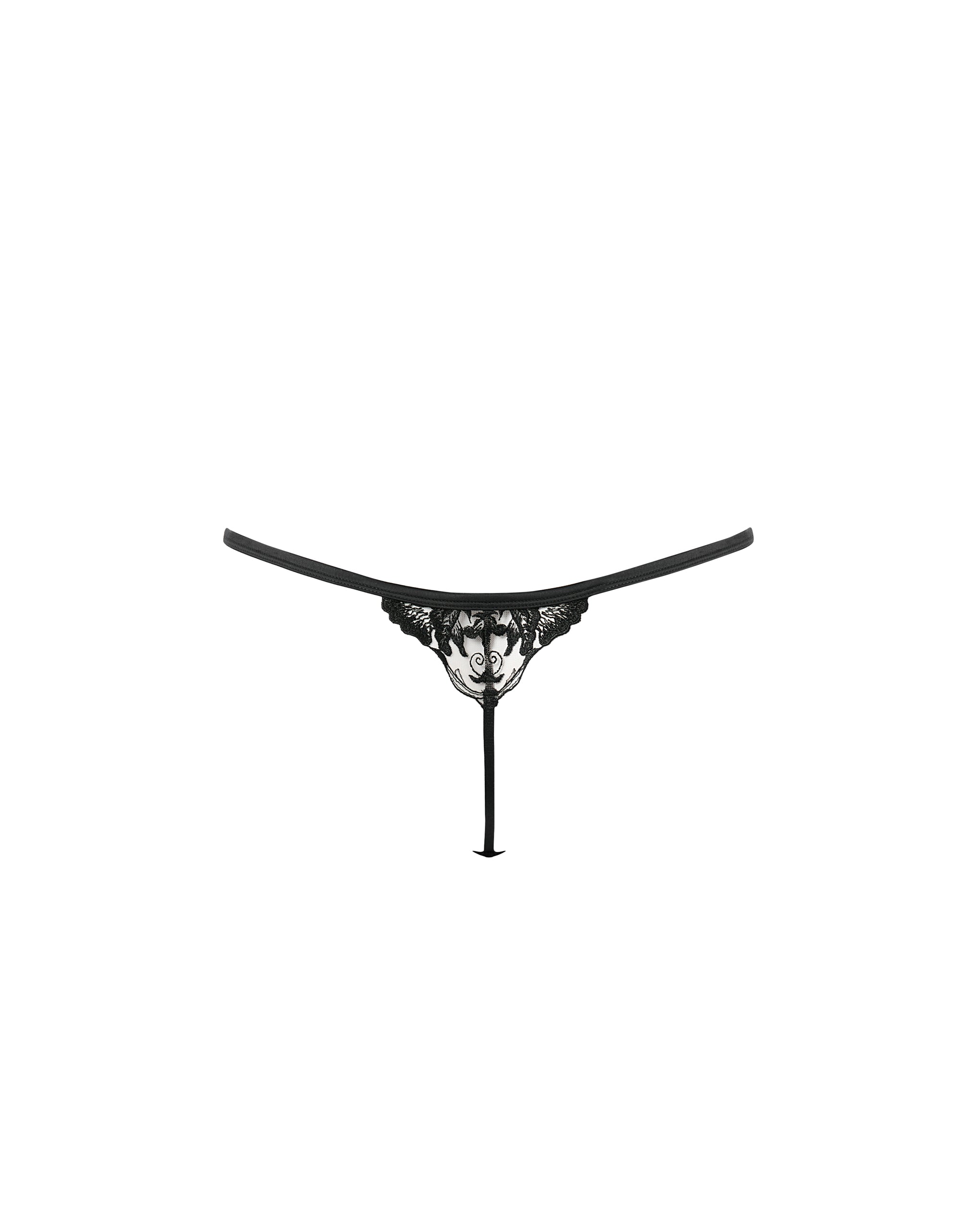 String Morelle Brodé Transparent Noir