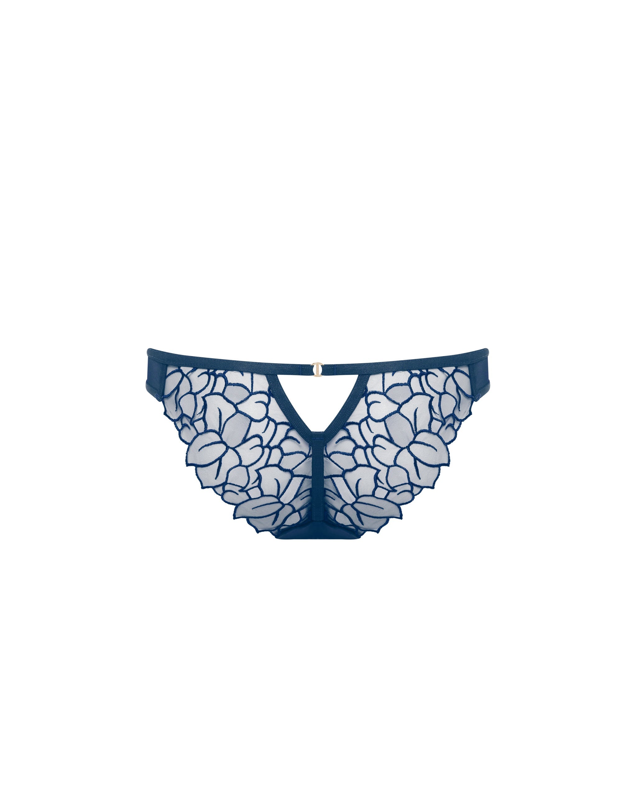 Culotte Laurel Feuilles Brodées Bleu Marine
