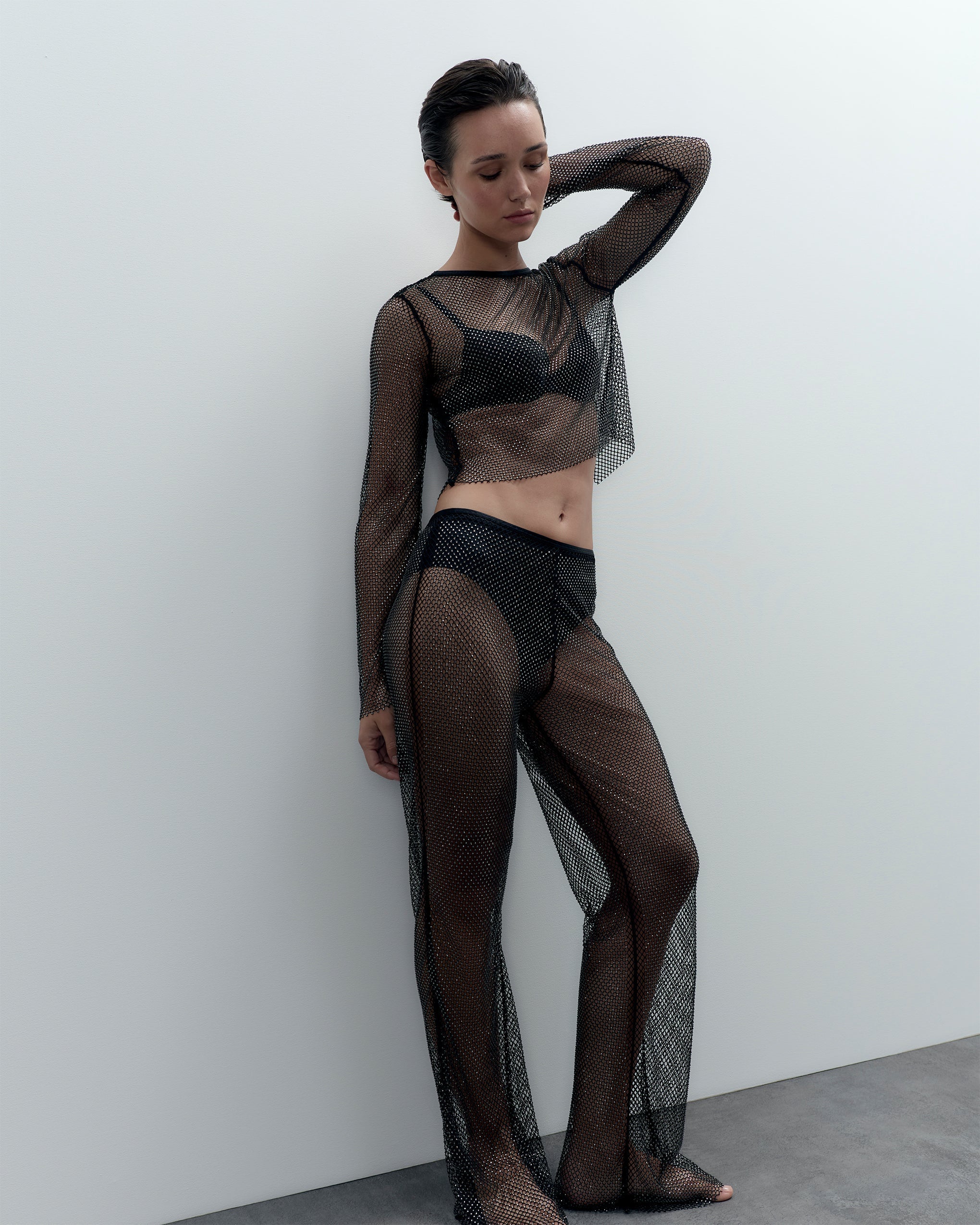 Haut en maille Transparente Noor Noir