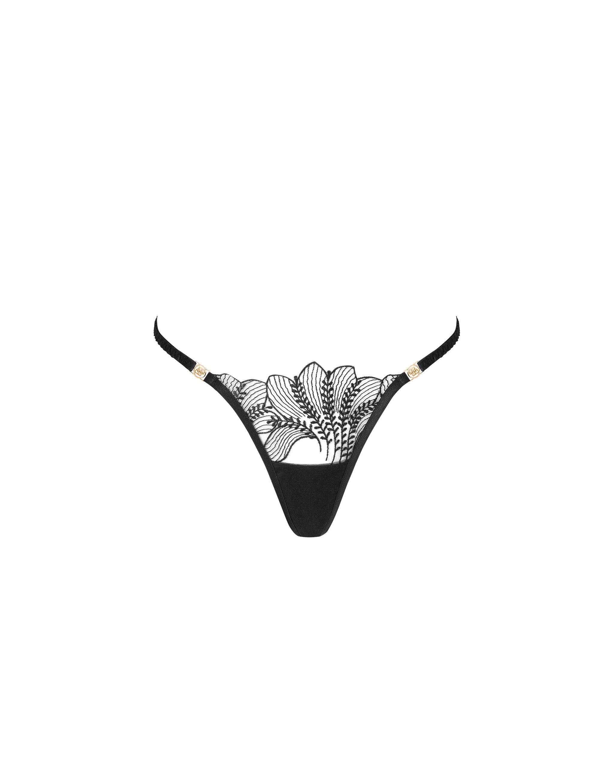 String Sadiya Brodé Transparent Noir